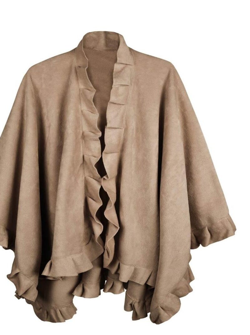 Poncho Polaire Frou-Frou Beige foncé - Kiabi