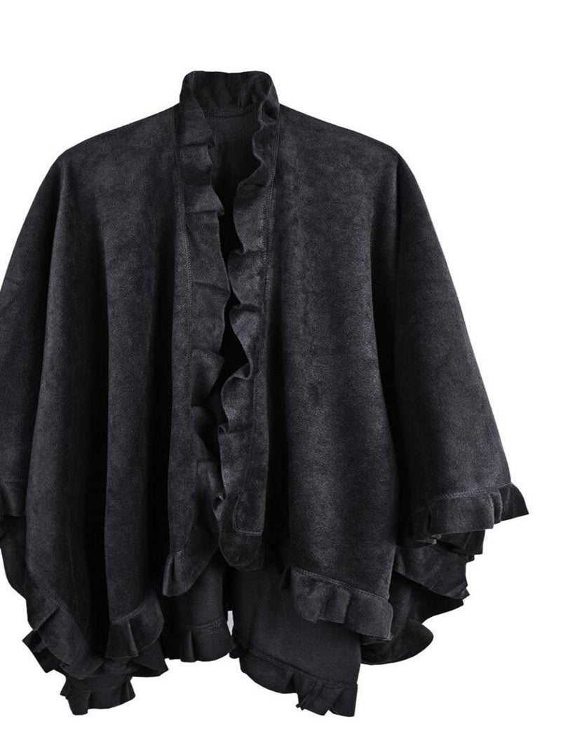 Poncho Polaire Frou-Frou gris anthracite - Kiabi