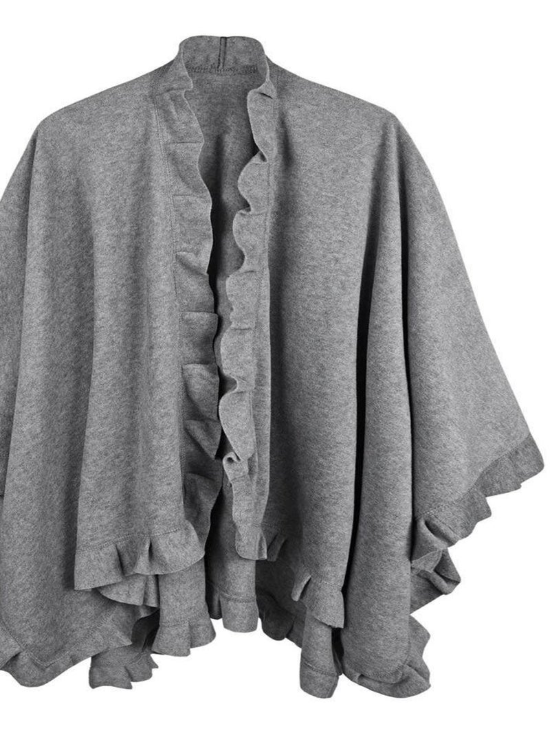 Poncho Polaire Frou-Frou Gris clair - Kiabi