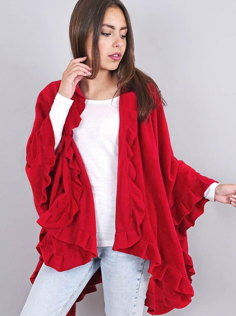 Poncho Polaire Frou-Frou Rouge - Kiabi