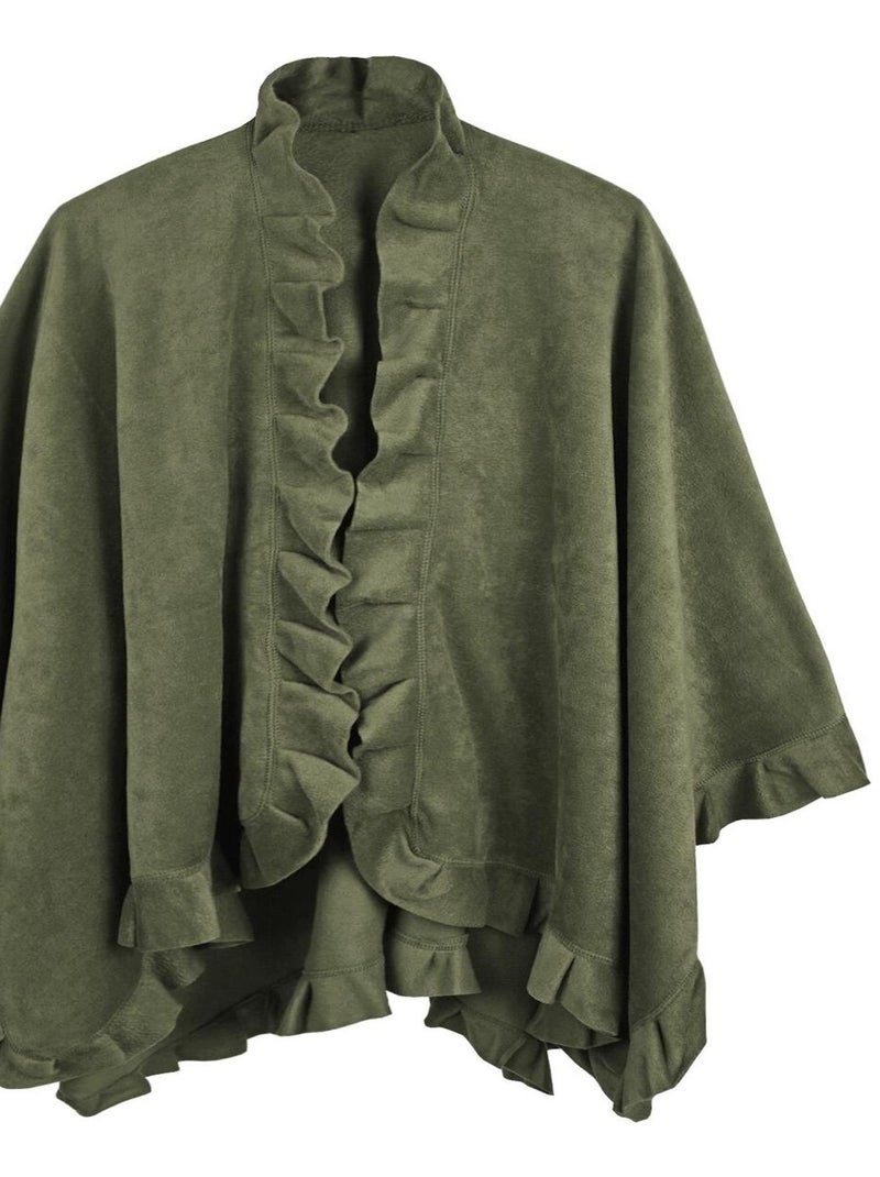 Poncho Polaire Frou-Frou Vert kaki - Kiabi