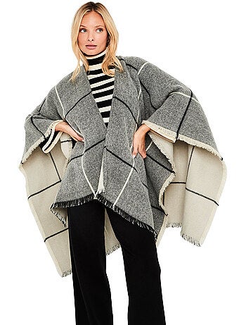 Poncho réversible à carreaux pc2