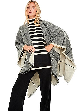 Poncho réversible à carreaux pc2