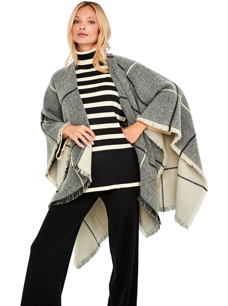 Poncho réversible à carreaux pc2 Gris - Kiabi