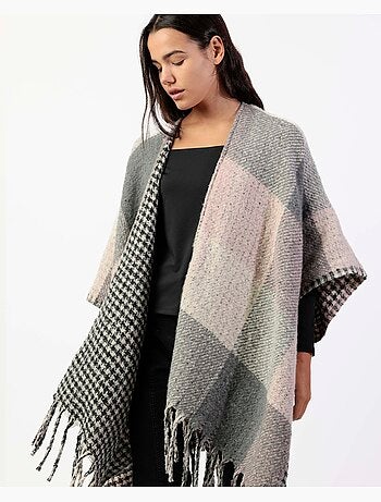 Poncho tendance en tricot ouvert double face superposé pour femme ADMAS
