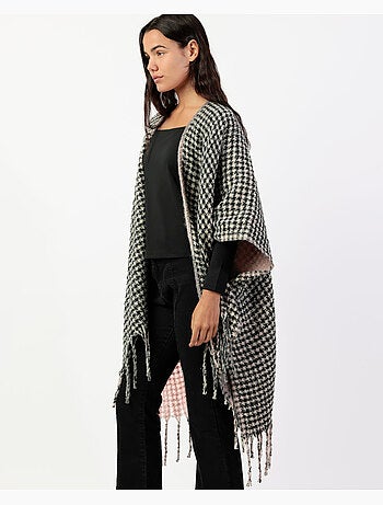 Poncho tendance en tricot ouvert double face superposé pour femme ADMAS