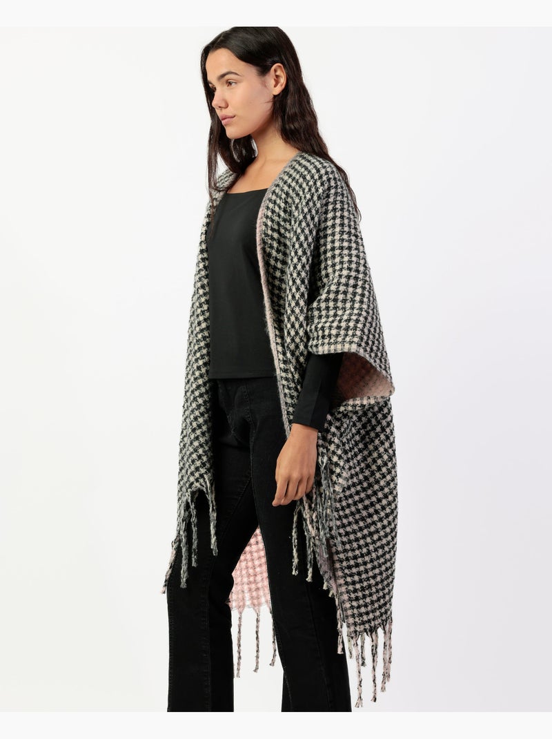 Poncho tendance en tricot ouvert double face superposé pour femme ADMAS Gris - Kiabi