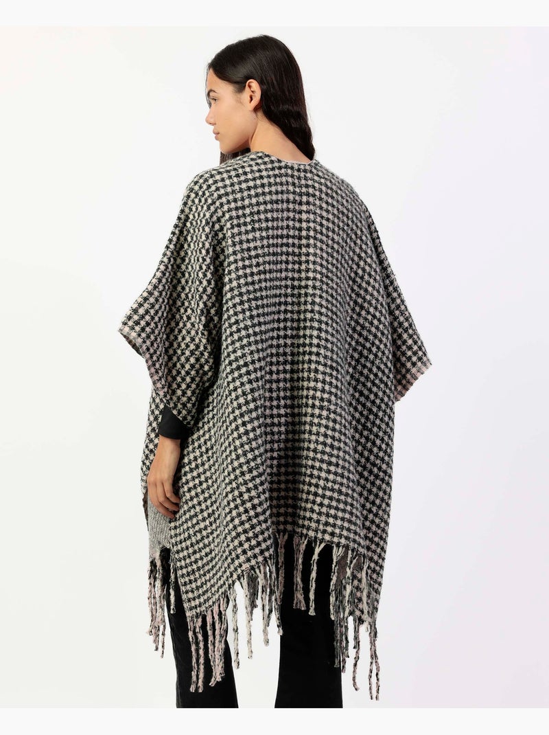 Poncho tendance en tricot ouvert double face superposé pour femme ADMAS Gris - Kiabi