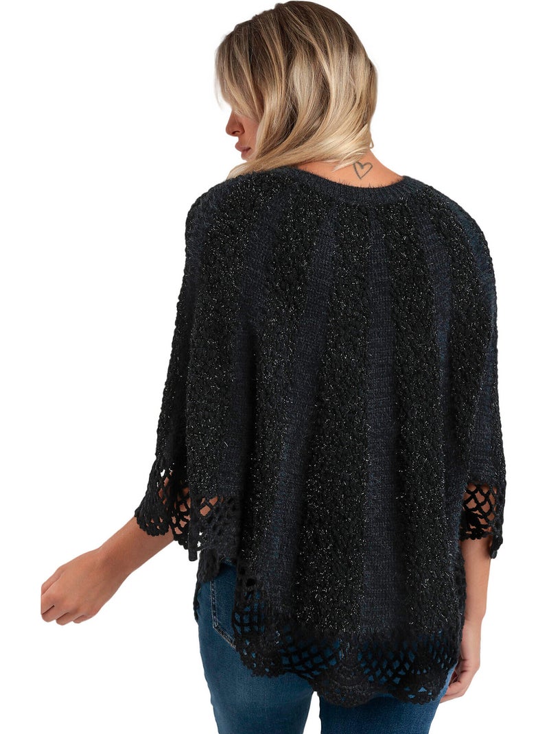 Poncho uni Romantic Noir - Kiabi