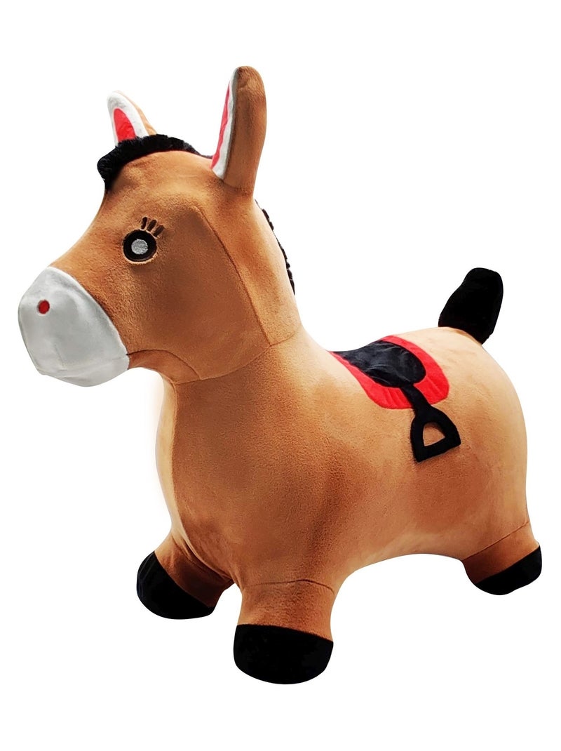 Poney Sauteur Gonflable avec housse en peluche Marron - Kiabi