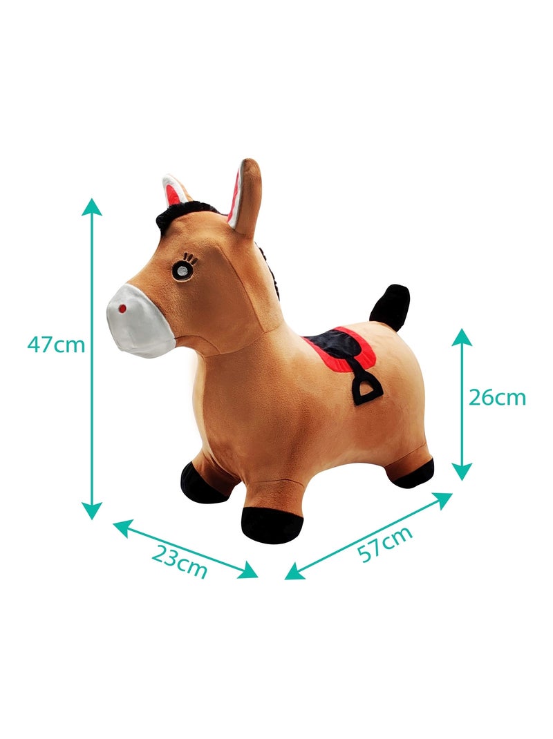 Poney Sauteur Gonflable avec housse en peluche Marron - Kiabi