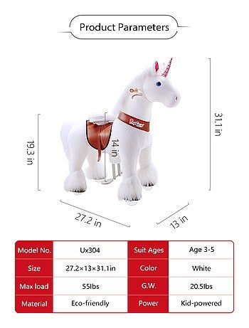 'ponycycle' Licorne Blanche À Monter Petit Modèle Pour 3 À 5 Ans