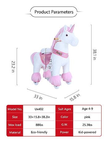 'ponycycle' Licorne Rose À Monter Grand Modèle Pour 4 À 9 Ans