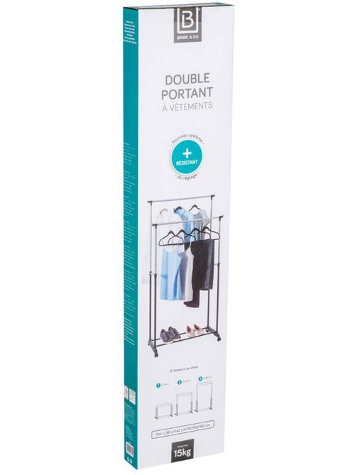 Portant à vêtement double sur roulettes en métal pan - Kiabi Portant à vêtement double sur roulettes en métal pan - Kiabi