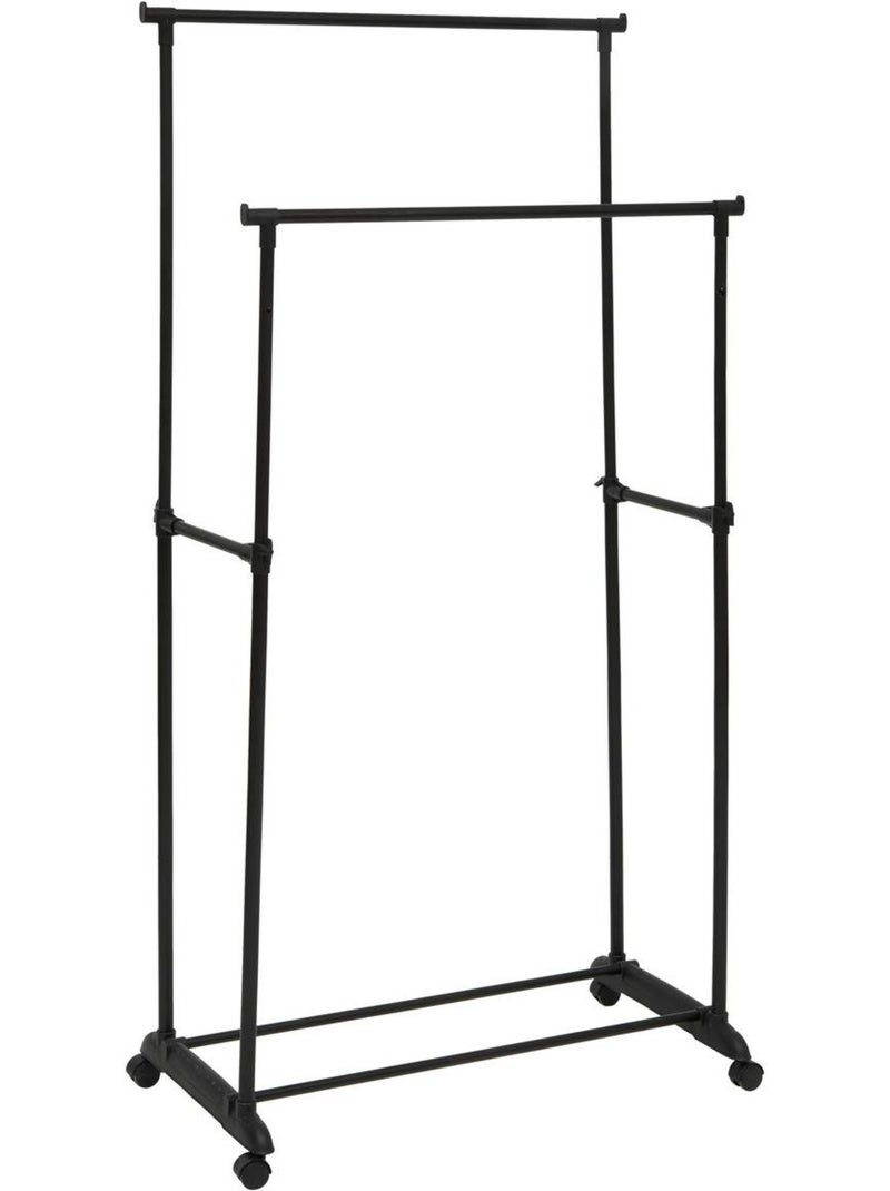 Portant à vêtement double sur roulettes en métal pan Noir - Kiabi