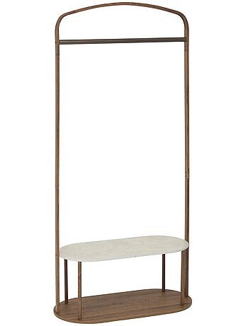 Portant à vêtements 2 étagères effet bois et marbre come
