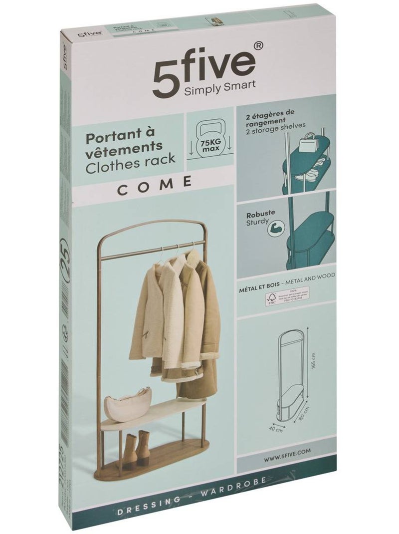 Portant à vêtements 2 étagères effet bois et marbre come Marron - Kiabi