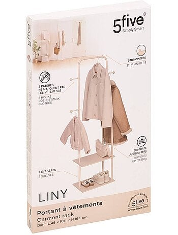Portant à vêtements 2 étagères en métal liny