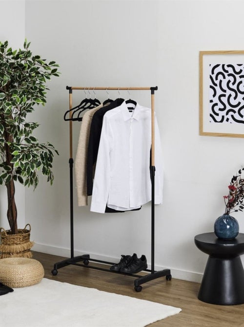 Portant à vêtements à roulettes imitation bois - Kiabi