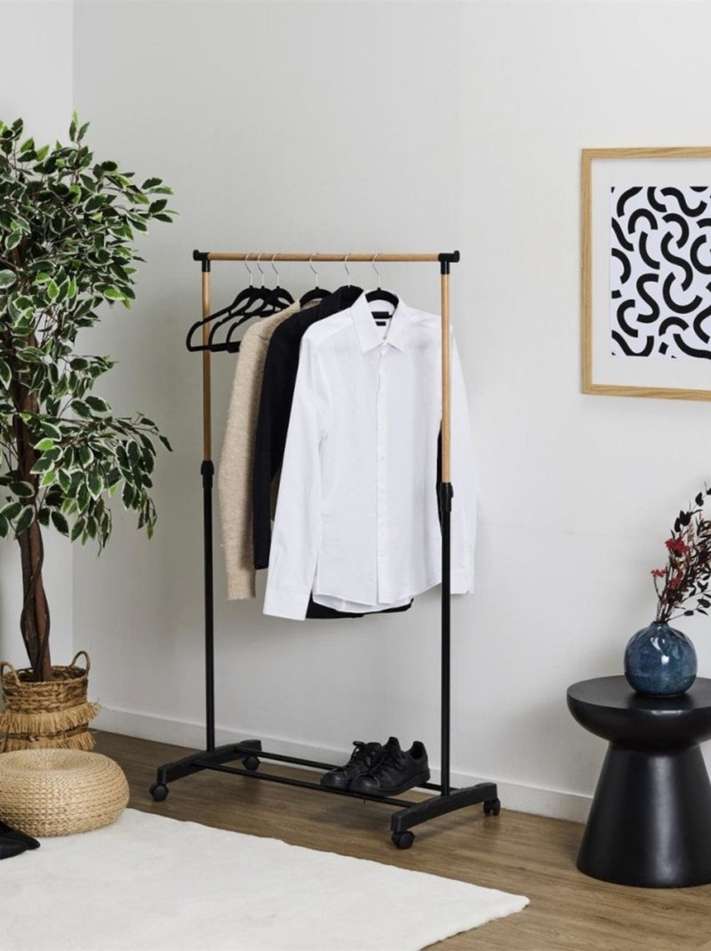 Portant à vêtements à roulettes imitation bois Noir - Kiabi