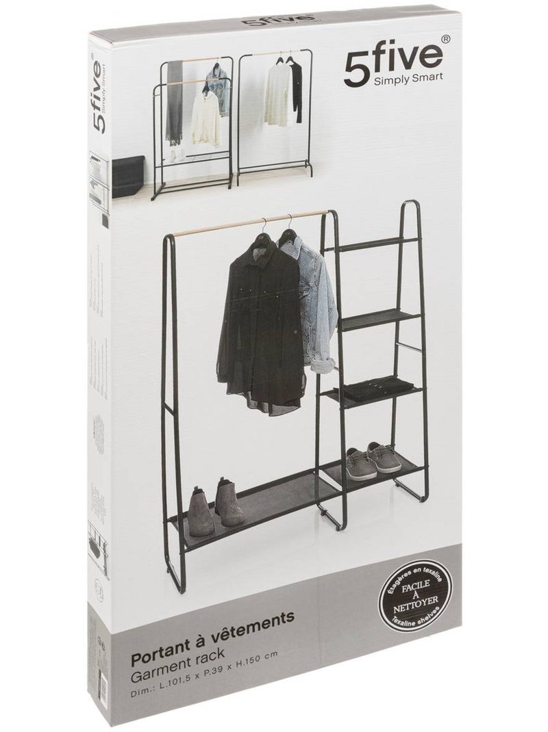 Portant à vêtements avec 4 étagères en métal artemis Noir - Kiabi