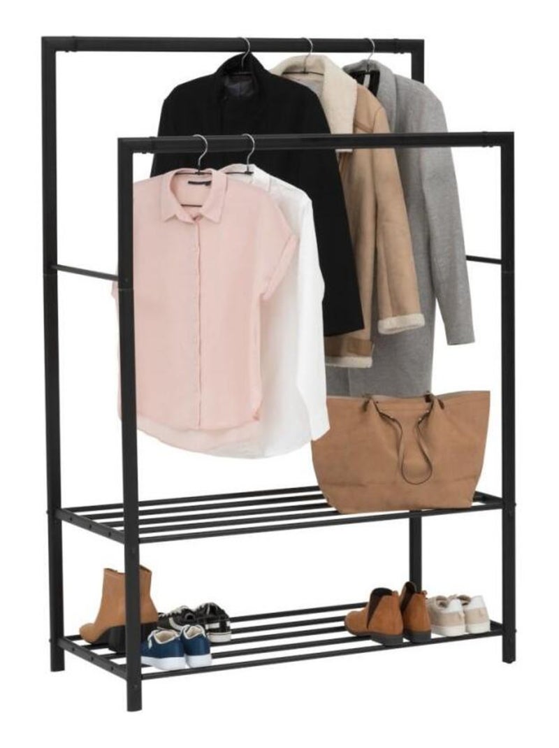 Portant à vêtements double avec 2 étagères métal Noir - Kiabi