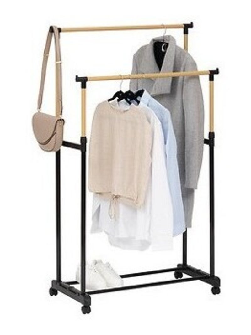 Portant à vêtements double inox et plastique Noir - Kiabi