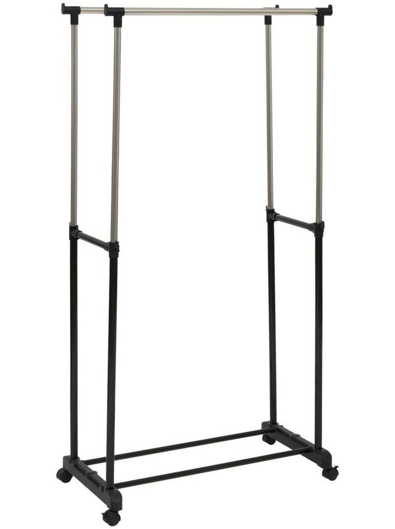 Portant à vêtements double sur roulettes en métal icare Noir - Kiabi