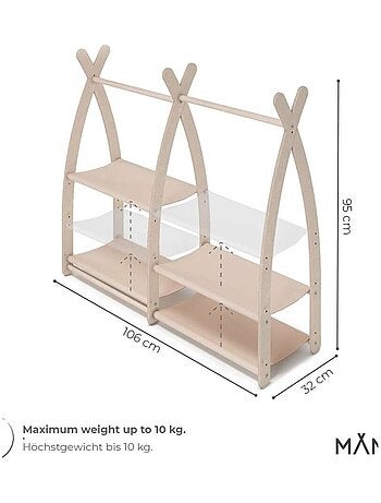 Portant à vêtements enfant – bois 106 × 32 × 95 cm
