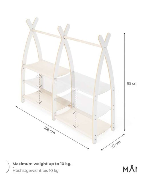 Portant à vêtements enfant  – bois 106 × 32 × 95 cm - Kiabi