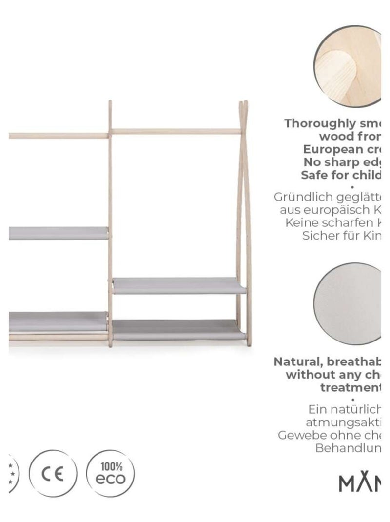 Portant à vêtements enfant  – bois 106 × 32 × 95 cm Gris clair - Kiabi