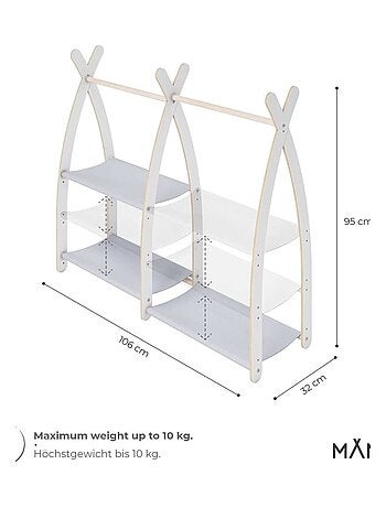 Portant à vêtements enfant – bois 106 × 32 × 95 cm