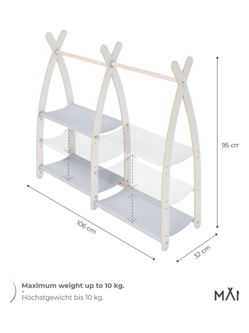 Portant à vêtements enfant  – bois 106 × 32 × 95 cm Gris clair - Kiabi