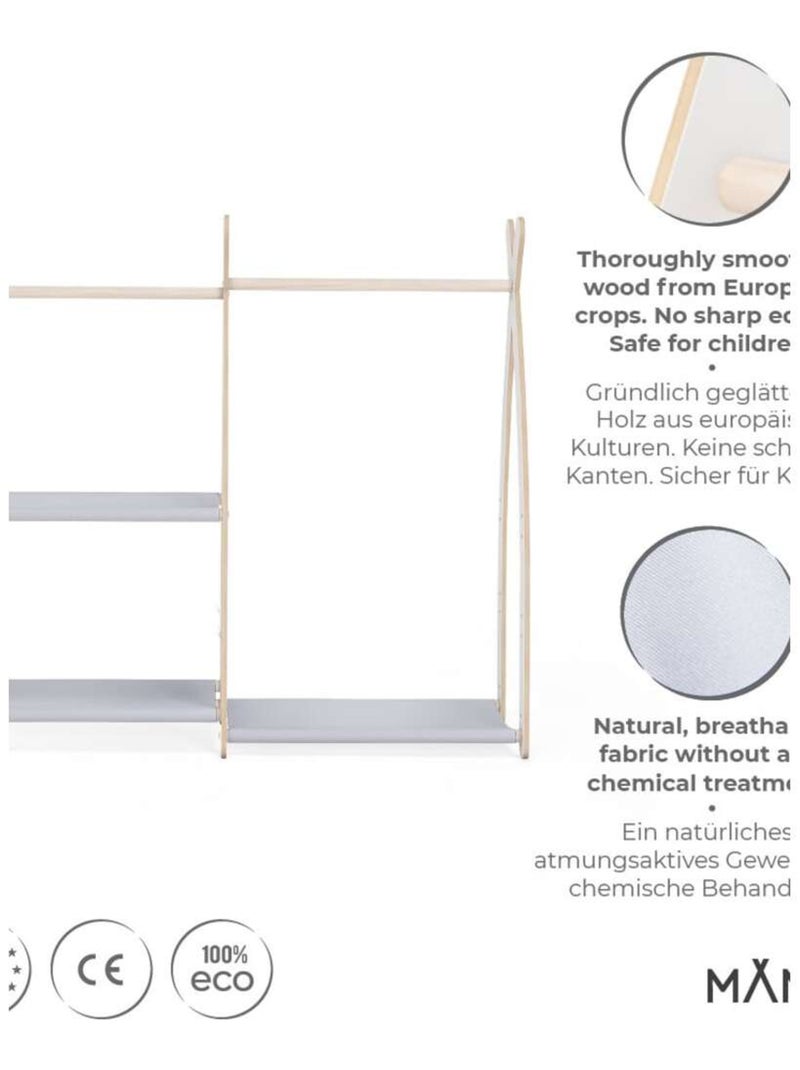 Portant à vêtements enfant  – bois 106 × 32 × 95 cm Gris clair - Kiabi