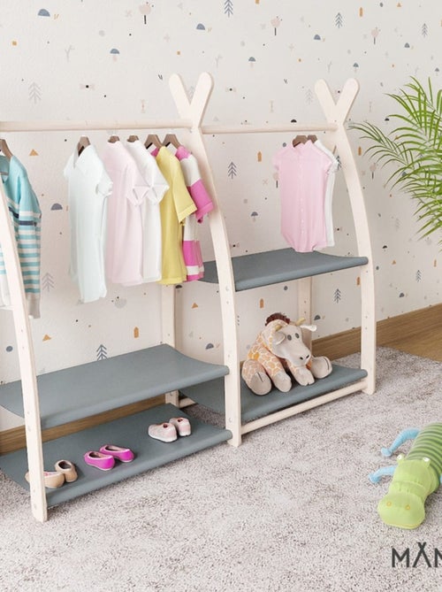 Portant à vêtements enfant  – bois 106 × 32 × 95 cm - Kiabi