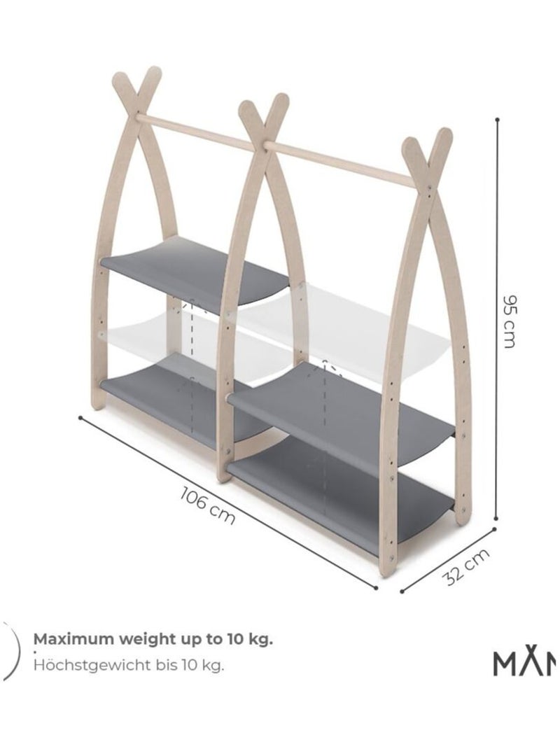 Portant à vêtements enfant  – bois 106 × 32 × 95 cm Gris foncé - Kiabi