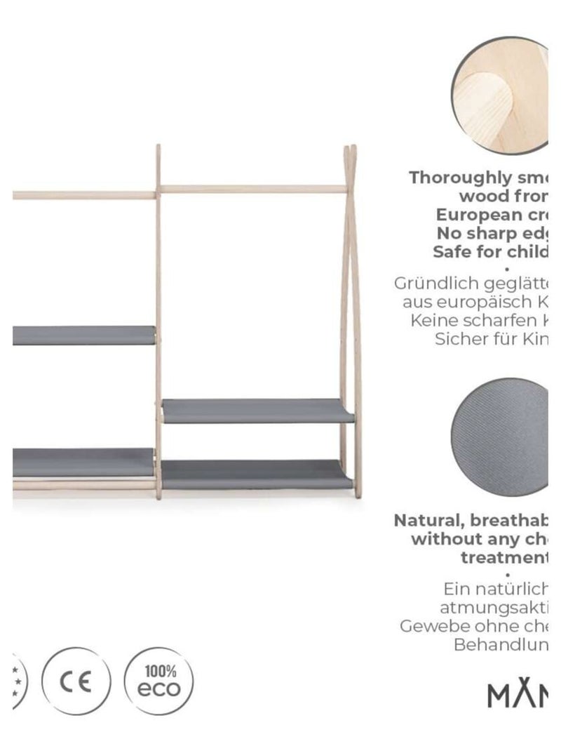 Portant à vêtements enfant  – bois 106 × 32 × 95 cm Gris foncé - Kiabi