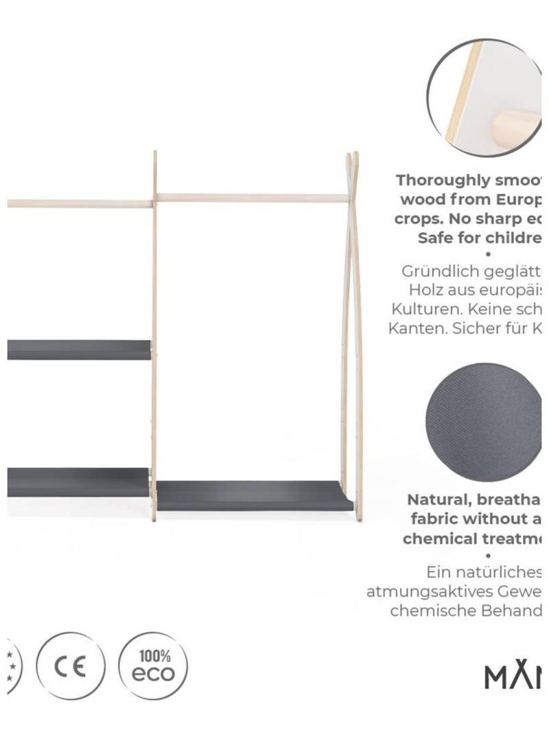 Portant à vêtements enfant  – bois 106 × 32 × 95 cm Gris foncé - Kiabi