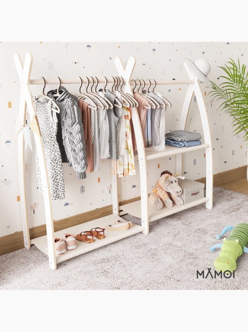 Portant à vêtements enfant MAMOI – bois blanc 106 × 32 × 95 cm - Kiabi Portant à vêtements enfant MAMOI – bois blanc 106 × 32 × 95 cm - Kiabi