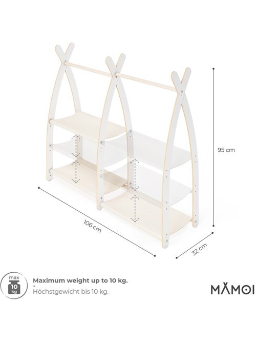 Portant à vêtements enfant MAMOI – bois blanc 106 × 32 × 95 cm - Kiabi Portant à vêtements enfant MAMOI – bois blanc 106 × 32 × 95 cm - Kiabi