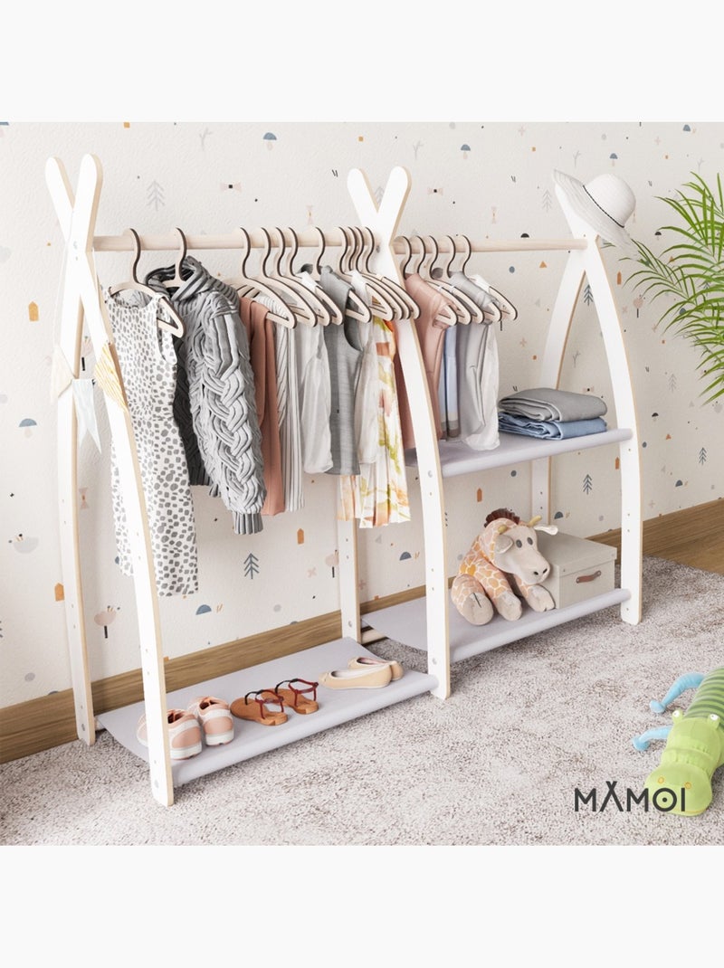 Portant à vêtements enfant mamoi bois blanc 106 × 32 × 95 cm Gris clair - Kiabi