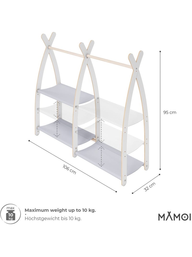 Portant à vêtements enfant mamoi bois blanc 106 × 32 × 95 cm Gris clair - Kiabi