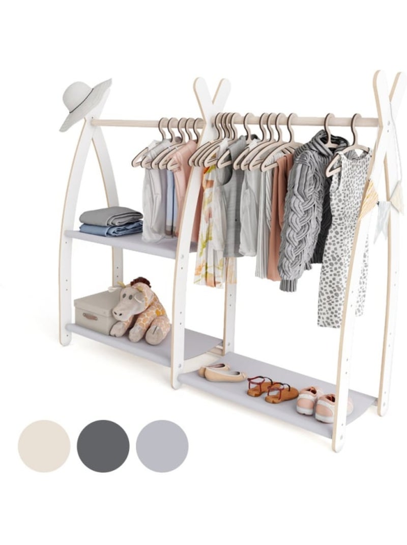 Portant à vêtements enfant mamoi bois blanc 106 × 32 × 95 cm Gris - Kiabi