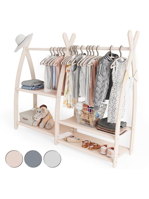 Portant à vêtements enfant MAMOI – bois naturel 106 × 32 × 95 cm - Kiabi