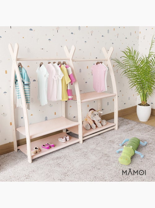 Portant à vêtements enfant MAMOI – bois naturel 106 × 32 × 95 cm - Kiabi