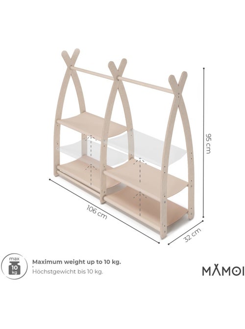 Portant à vêtements enfant MAMOI – bois naturel 106 × 32 × 95 cm - Kiabi