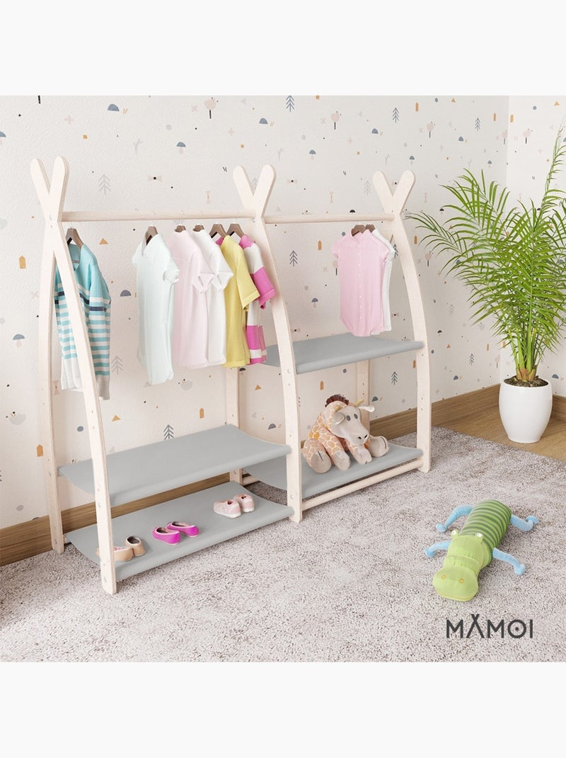 Portant à vêtements enfant mamoi bois naturel 106 × 32 × 95 cm Gris clair - Kiabi