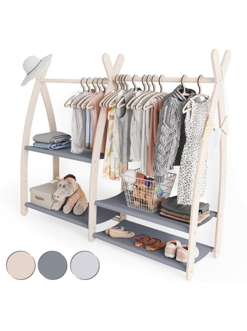 Portant à vêtements enfant mamoi bois naturel 106 × 32 × 95 cm Gris - Kiabi