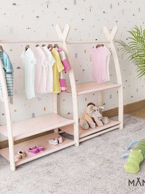 Portant à vêtements enfant mamoi bois naturel 106 × 32 × 95 cm - Kiabi