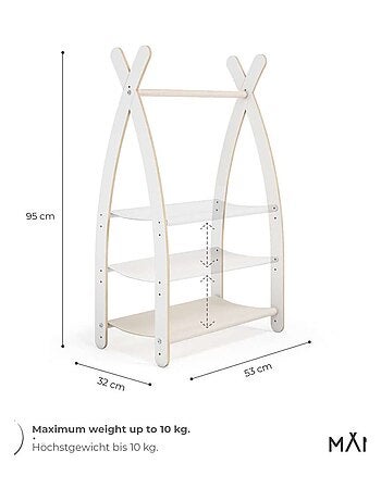 Portant chambre enfant en bois 53×32×95 cm